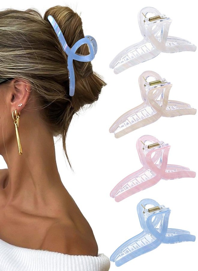 Molans 5Inch Large Hair Claw Clips 4 PCS for Women - Acrylic Hair Accessories for Thick Hair and Long Hair, Big Strong Durable Hair Applique, Oversized Non-slip Rectangle Butterfly Jaw Hair Clips - Image 1